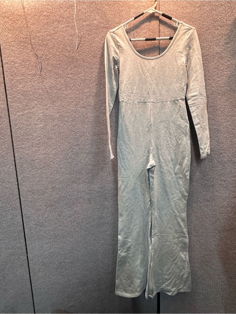 Forever 21 Gray Long-Sleeve Scoop Neck Jumpsuit
